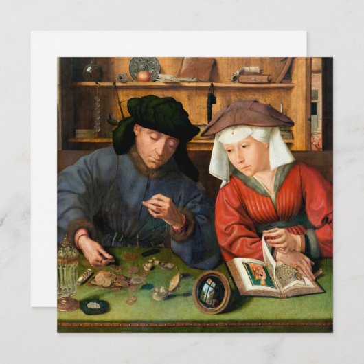 Quentin Matsys - Der Moneylender und seine Ehefrau Dankeskarte (Vorne/Hinten)