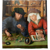 Quentin Matsys - Der Moneylender und seine Ehefrau Duschvorhang (Vorderseite)