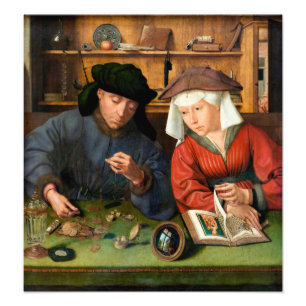 Quentin Matsys - Der Moneylender und seine Ehefrau Fotodruck