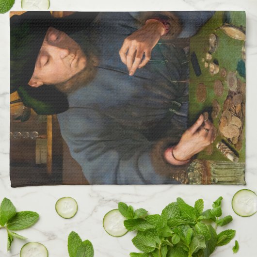 Quentin Matsys - Der Moneylender und seine Ehefrau Geschirrtuch (Gefaltet)