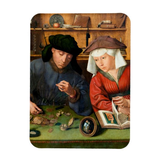 Quentin Matsys - Der Moneylender und seine Ehefrau Magnet (Vertikal)