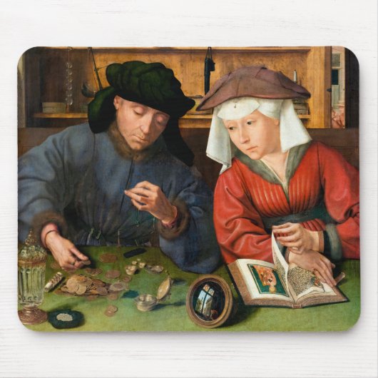 Quentin Matsys - Der Moneylender und seine Ehefrau Mousepad (Vorne)
