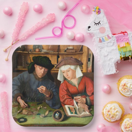 Quentin Matsys - Der Moneylender und seine Ehefrau Pappteller (Party)