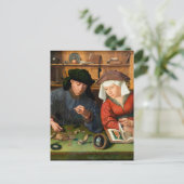 Quentin Matsys - Der Moneylender und seine Ehefrau Postkarte (Stehend Vorderseite)