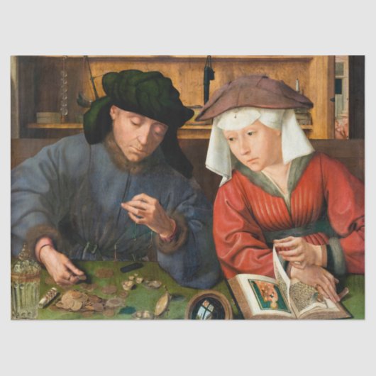 Quentin Matsys - Der Moneylender und seine Ehefrau Seidenpapier (Vorderseite)
