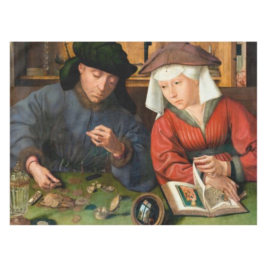 Quentin Matsys - Der Moneylender und seine Ehefrau Tischdecke (Vorderseite (Horizontal))
