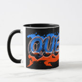 Quentin Vorname Name Graffiti blue orange Tasse (Links)