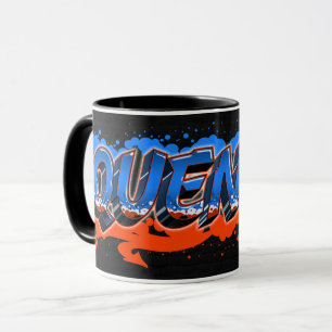 Quentin Vorname Name Graffiti blue orange Tasse