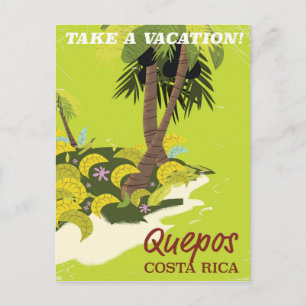 Quepos Costa Rica Reiseposter im Vintage-Stil Postkarte
