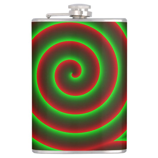 Quer mudar o vermelho? Espirale verde chamativo. Flachmann (Vorderseite)