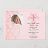 Querbaby-Mädchen-Foto-Taufe Inviation Einladung (Vorne/Hinten)