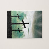 Querchristus-Glauben-Gott Jesus bewölkt Sun-Licht Puzzle (Horizontal)