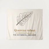Quercus Robur Minimal Eichenblatt Beige Wandteppich (Vorderseite (Horizontal))