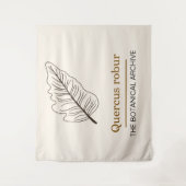 Quercus Robur Minimal Eichenblatt Beige Wandteppich (Vorderseite)