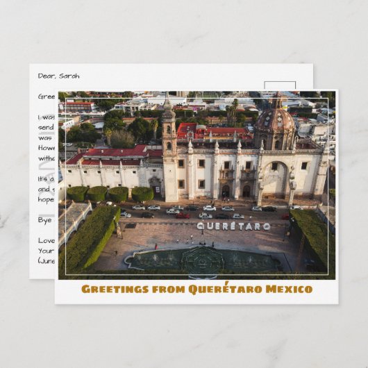 Querétaro Mexico Zeichen und Courtyard Postkarte (Vorne/Hinten)