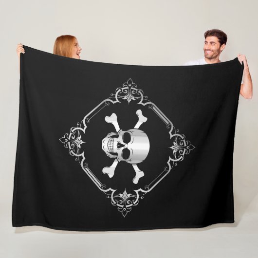 Querknochen/Piratenflagge/Piraterie/Schwarz/Silber Fleecedecke (Beispiel)