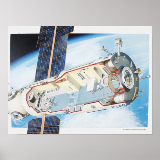 Querschnitt der solarbetriebenen Raumstation Poster (Vorne)