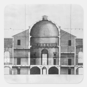 Querschnitt des Landhauses Rotonda nahe Quadratischer Aufkleber