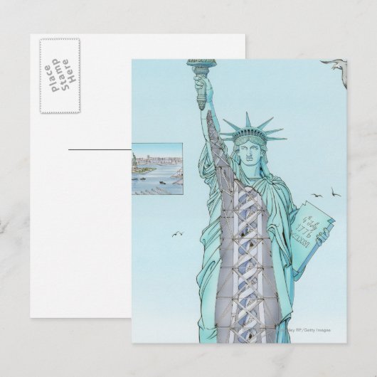 Querschnittbild der Freiheitsstatue Postkarte (Vorne/Hinten)