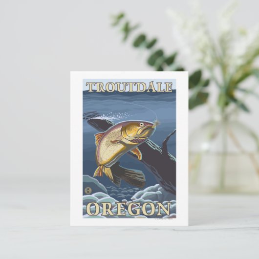Querschnittlicher Forellenfang - Troutdale, Postkarte (Stehend Vorderseite)