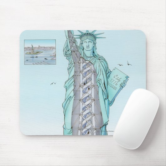 Querschnittsillustration des Freiheitsstatuen Mousepad (Mit Mouse)