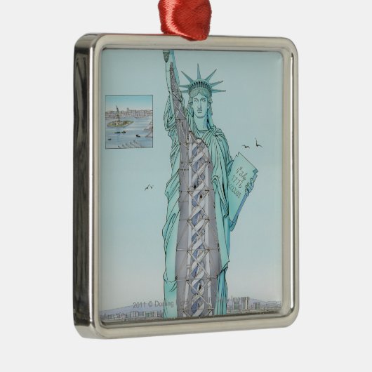 Querschnittsillustration des Freiheitsstatuen Ornament Aus Metall (Rechts)