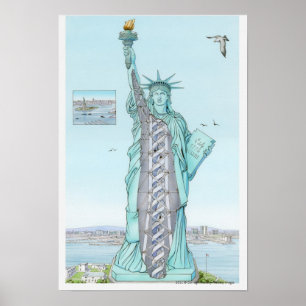 Querschnittsillustration des Freiheitsstatuen Poster