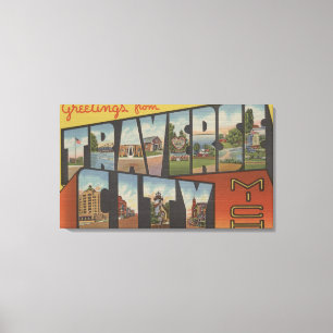 Querstadt, Michigan - große Buchstabe-Szenen Leinwanddruck