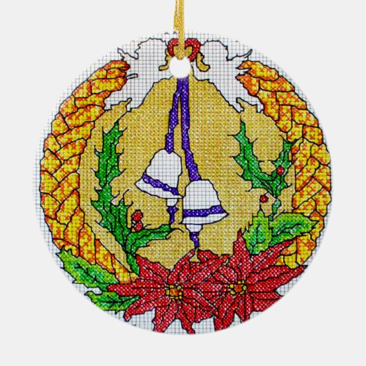 Querstich-Art-Weihnachtsverzierung Keramikornament (Hinten)