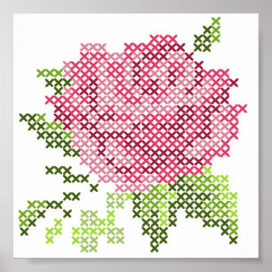 Querstich-Rose Poster