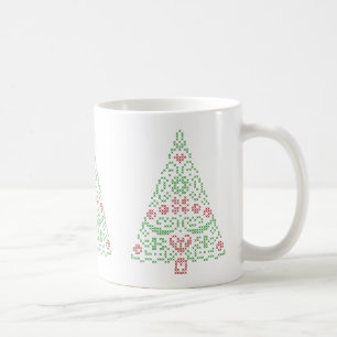 Querstich-Weihnachtsbaum-Tasse Kaffeetasse