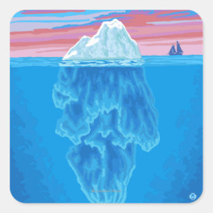 Querstrecke Iceberg - Seward, Alaska Quadratischer Aufkleber