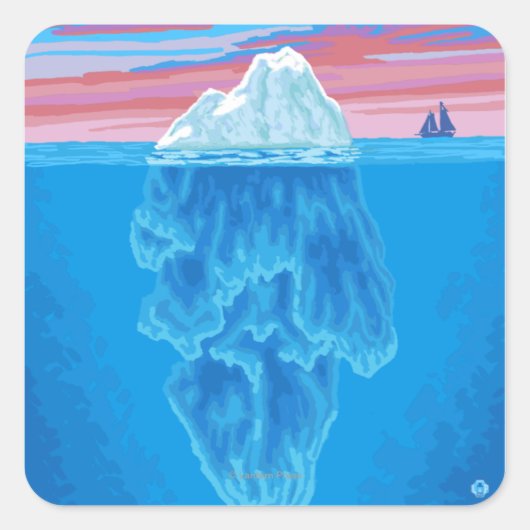 Querstrecke Iceberg - Seward, Alaska Quadratischer Aufkleber (Vorderseite)