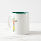 QuerTasse - Narzisse und Tulpe Zweifarbige Tasse (Vorderseite Links)