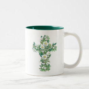 QuerTasse - Winter-Blumen Zweifarbige Tasse