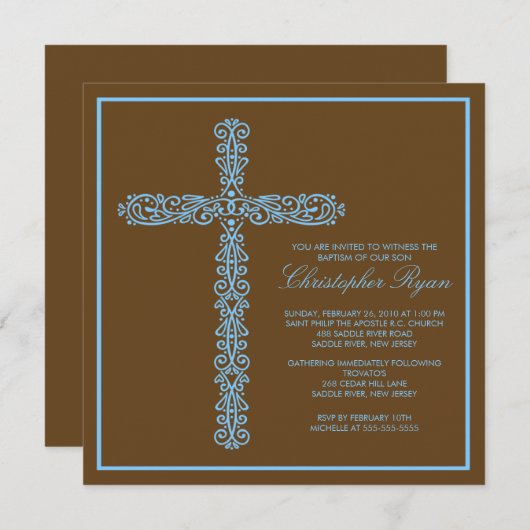 Quertaufe-Taufjunge iBaptism Inviation Einladung (Vorne/Hinten)