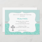 QuerTürkis-Taufeinladung Einladung (Vorne/Hinten)