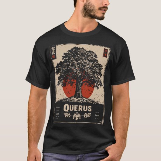 Querus Oak Tree Alte Wald Weisheit Design T-Shirt (Vorderseite)