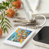 QuerVintage Reise-Andenken stadt-Michigans MI Schlüsselanhänger (Vorderseite rechts)