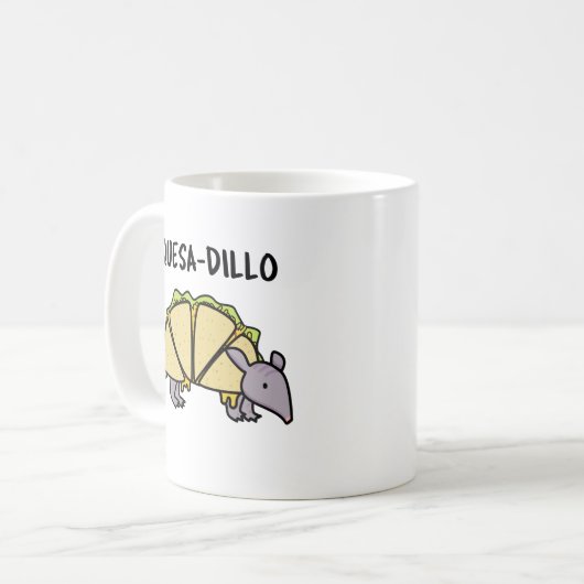 Quesa-Dillo Funny Quesadilla Pun Kaffeetasse (Vorderseite Links)