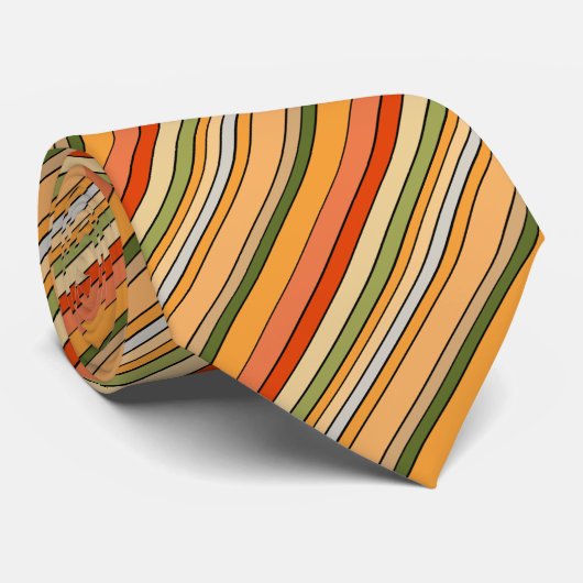 Queso Dip Stripes Orange White Green Krawatte (Gerollt)