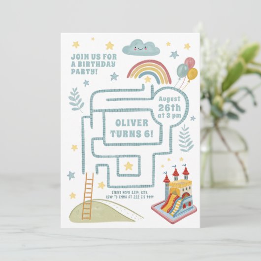 Quest Birthday Party Einladung (Stehend Vorderseite)