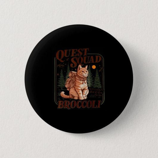 Quest Fantasy Squad Broccoli Funny Cat  Button (Vorderseite)