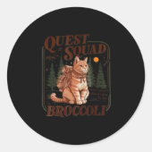Quest Fantasy Squad Broccoli Funny Cat Runder Aufkleber (Vorderseite)