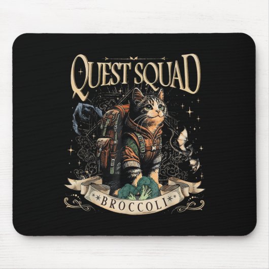 Quest Fantasy Squad Broccoli Kitten Funny Cat Mousepad (Vorne)