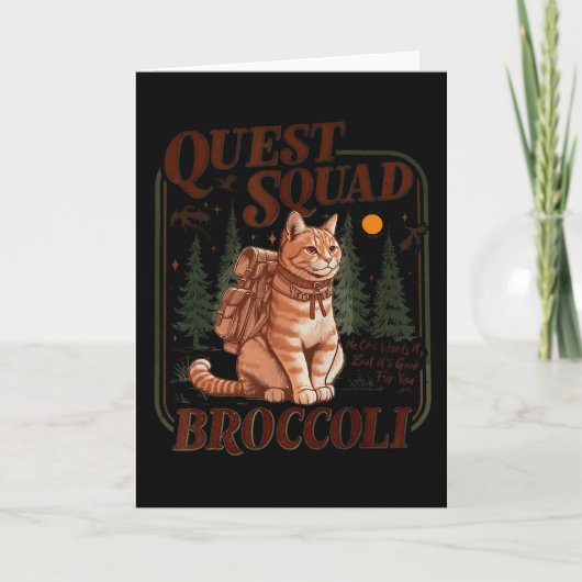 Quest Fantasy Squad Brokkoli Lustige Katze Karte (Vorderseite)