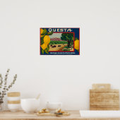 Questa Lemon LabelCorona, CA Poster (Küche)