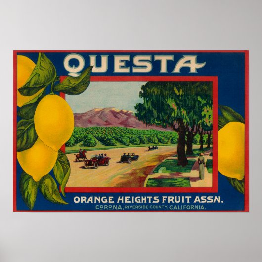 Questa Lemon LabelCorona, CA Poster (Vorne)