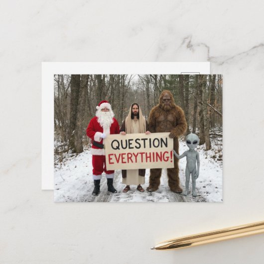 Question Everything Postcard Postkarte (Vorderseite/Rückseite Beispiel)