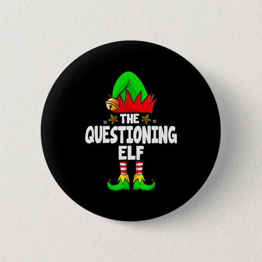 Questioning Elf Group Christmas Funny Pajama Party Button (Vorderseite)